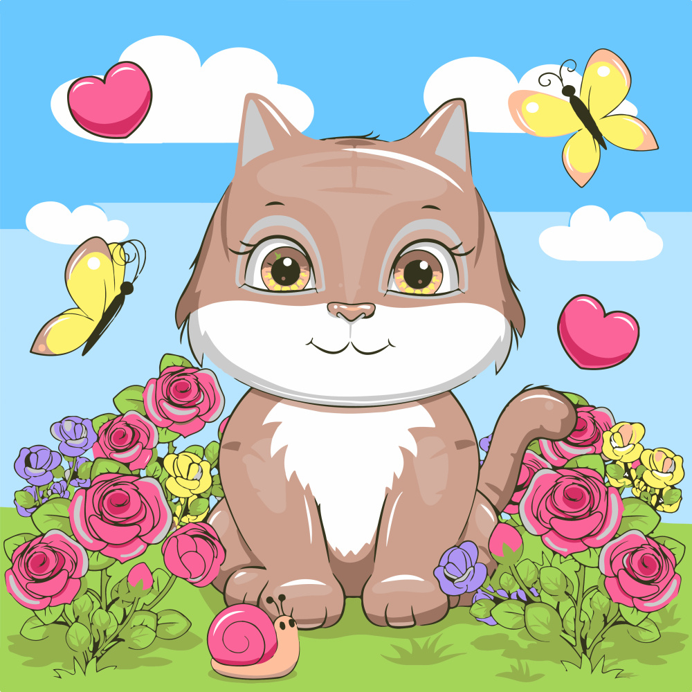 Фото, Відеоогляди картина за номерами strateg преміум кошеня з метеликами з лаком та з рівнем розміром 30х30 см (es-0855)