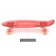 Скейт SC17107 (8шт) прозрачный,металл.крепления, колёса PU свет, 55*14см