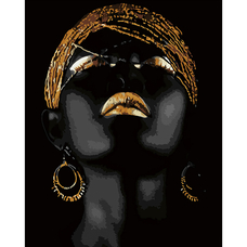 Картина за номерами Strateg ПРЕМІУМ Golden lady з лаком розміром 40х50 см VA-2681