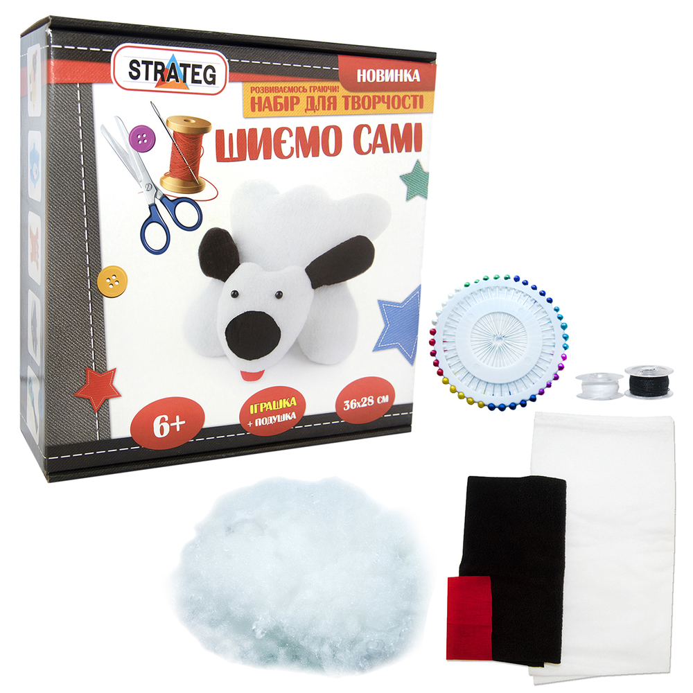 Фото, Відеоогляди набір для творчості strateg шиємо самі собачка українською мовою (іп-10)