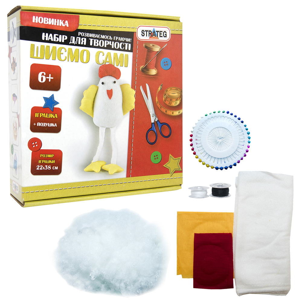 Фото, Видеообзоры набір для творчості strateg шиємо самі курча українською мовою (і-09)
