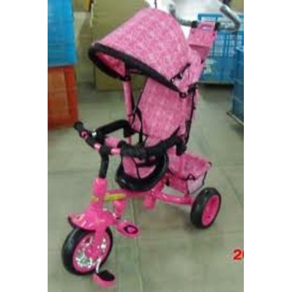 Велосипед трьохколісний BT-CT-0005 Рожевий ручка,крыша,перед.кол.10
