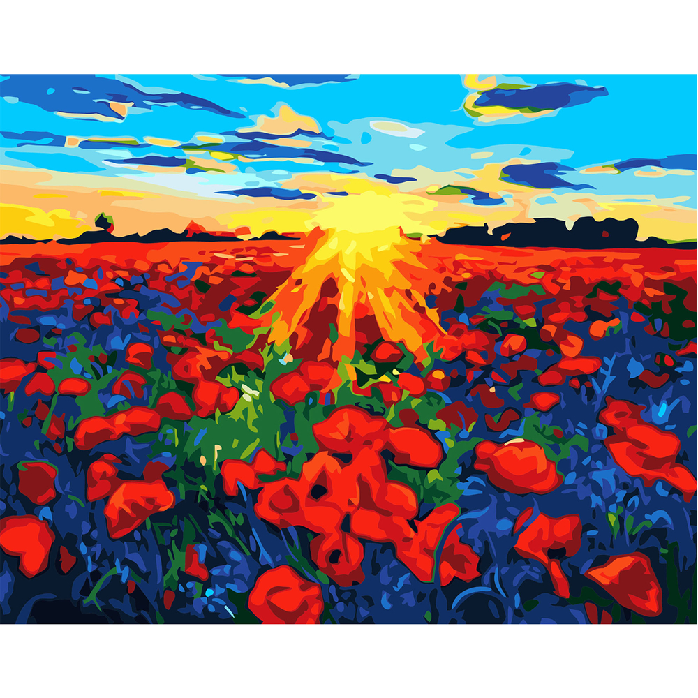 Фото, Видеообзоры картина за номерами strateg преміум яскраве макове поле з лаком розміром 40х50 см va-2916