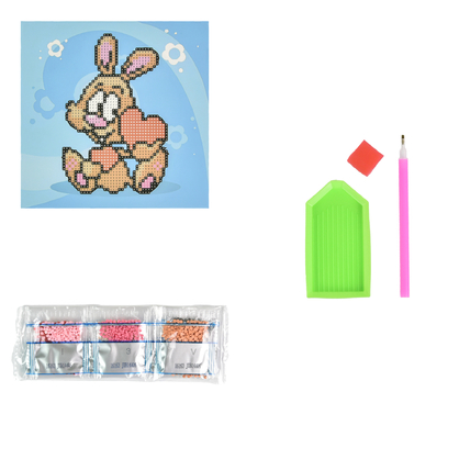 Фото, Відеоогляди алмазна мозаїка strateg преміум зайченя кохання на паперовій основі розміром 18х18 см (jub14406)