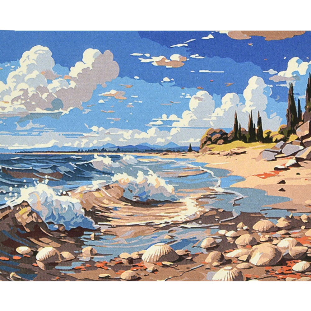 Фото, Видеообзоры картина за номерами strateg преміум морський краєвид з лаком та рівнем розміром 40х50 см (va-4609)