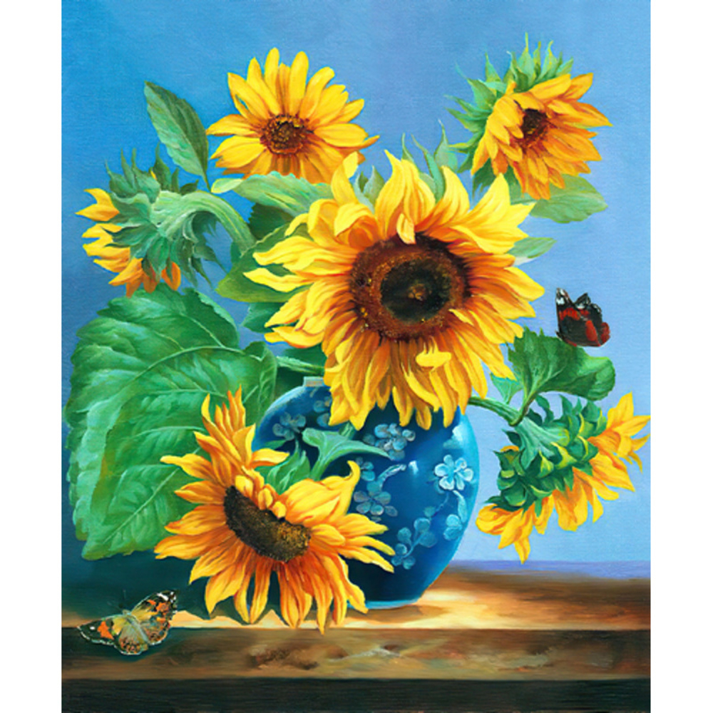 Фото, Відеоогляди алмазна мозаїка strateg преміум метелики біля соняхів без підрамника розміром 30х40 см  (jsdf81815)
