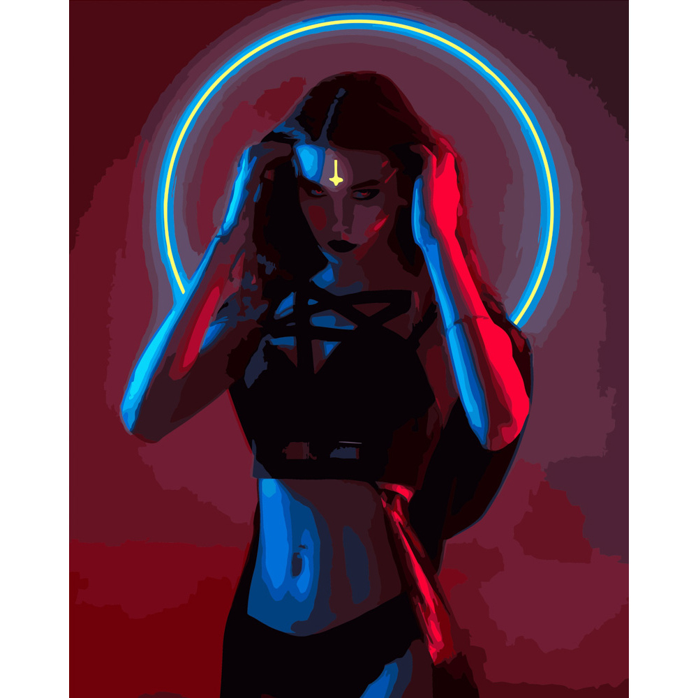 Фото, Відеоогляди картина за номерами strateg преміум неонова дівчина розміром 40х50 см (gs339)