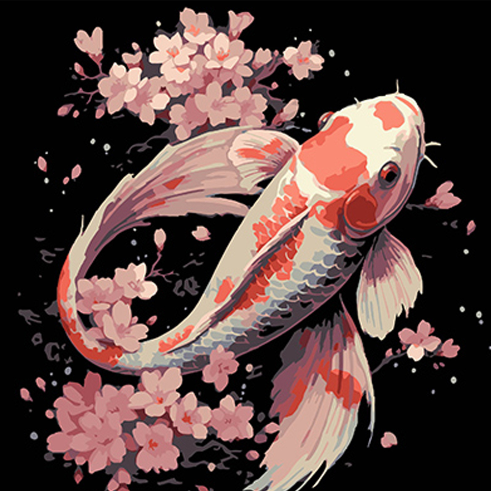 Фото, Видеообзоры картина за номерами strateg преміум риба в акваріумі квітів на чорному фоні розміром 40х40 см (av4040-73)