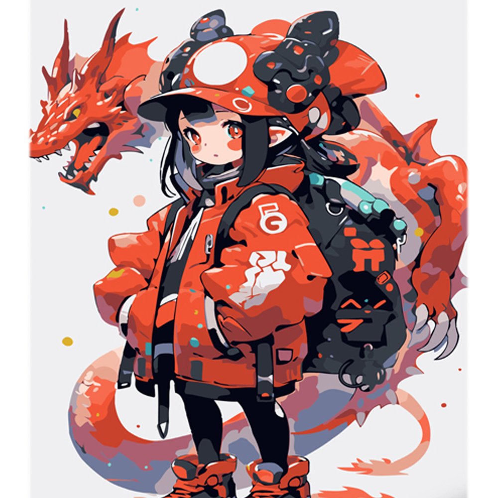 Фото, Видеообзоры картина за номерами strateg преміум аніме з ілюстрацією дракона з лаком та з рівнем розміром 30х40 см (ly13)