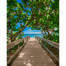 Картина за номерами Strateg ПРЕМІУМ Сходи до вікна з лаком розміром 30х40 см (SS6770)