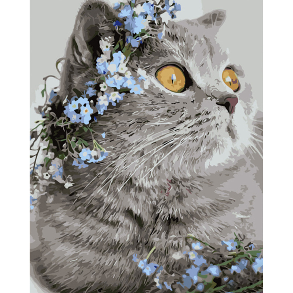 Фото, Видеообзоры картина за номерами strateg преміум британець в квітах розміром 40х50 см (gs919)