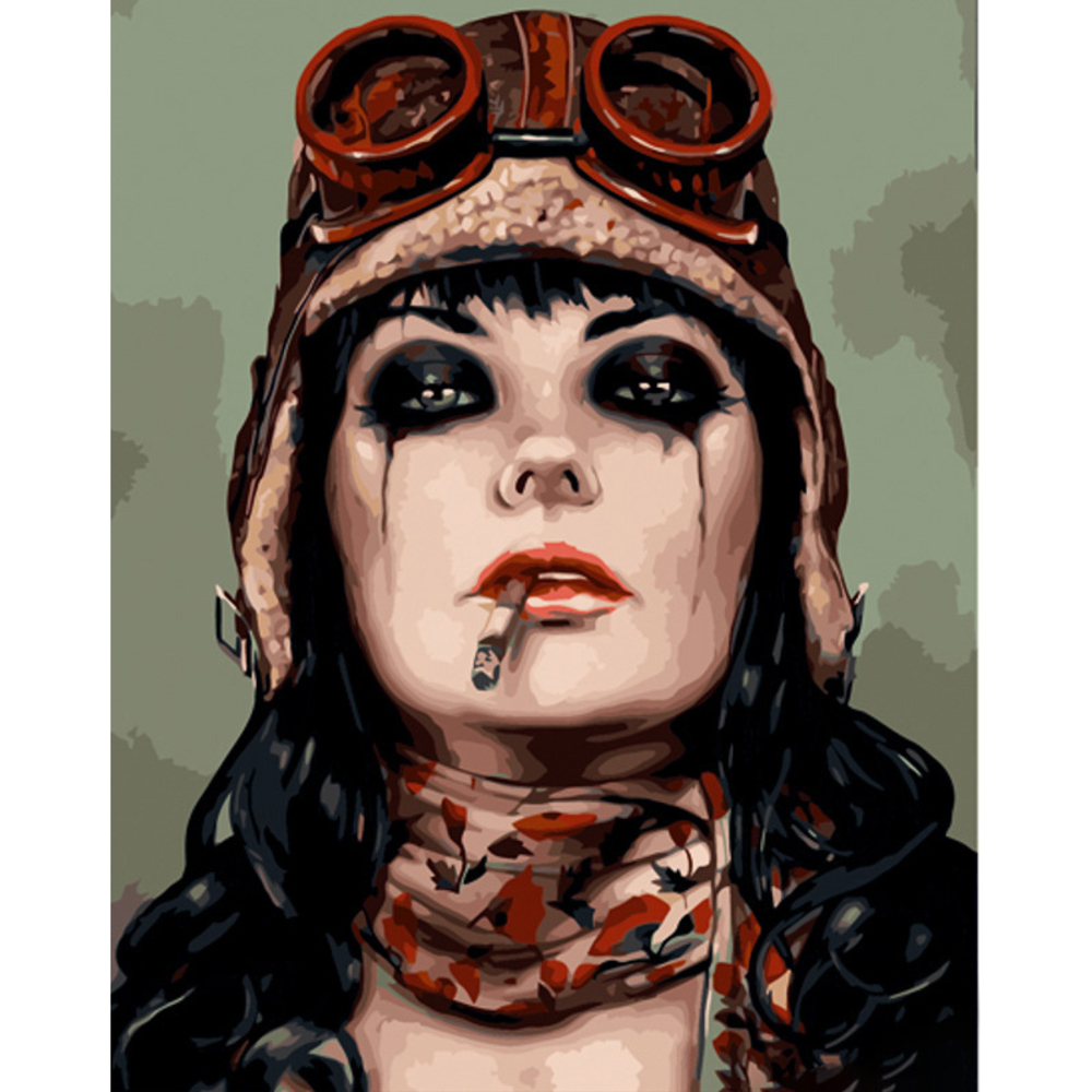 Фото, Видеообзоры картина за номерами strateg преміум груба льотчиця з лаком розміром 40х50 см (gs1174)