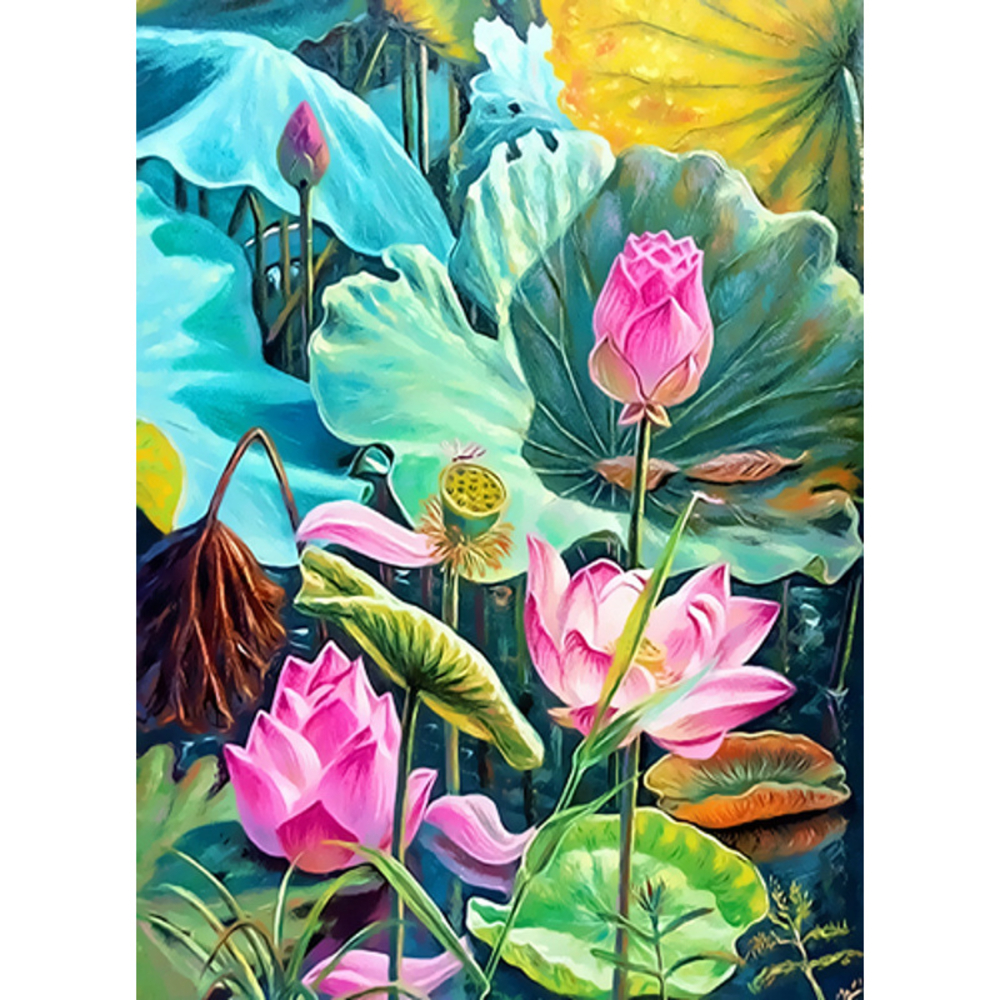 Фото, Видеообзоры алмазна мозаїка strateg преміум квітучі лотоси без підрамника розміром 50х65 см  (sgk86082)
