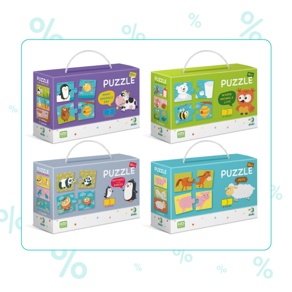 Фото, Видеообзоры набір пазлів dodo улюблені тваринки, звірята та їх домівки, хто що їсть, мама і малюк