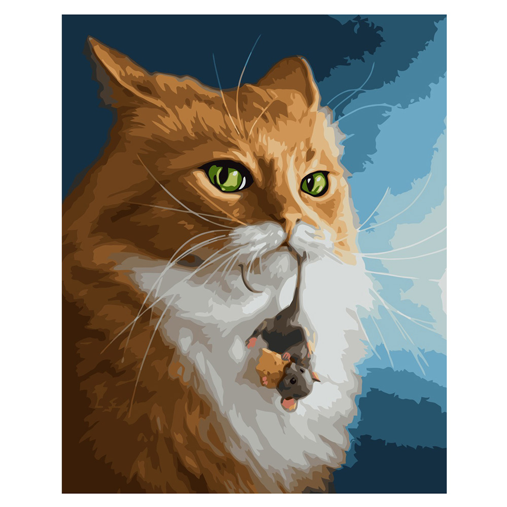 Фото, Видеообзоры картина за номерами strateg преміум кіт і миша з лаком розміром 40х50 см va-2032