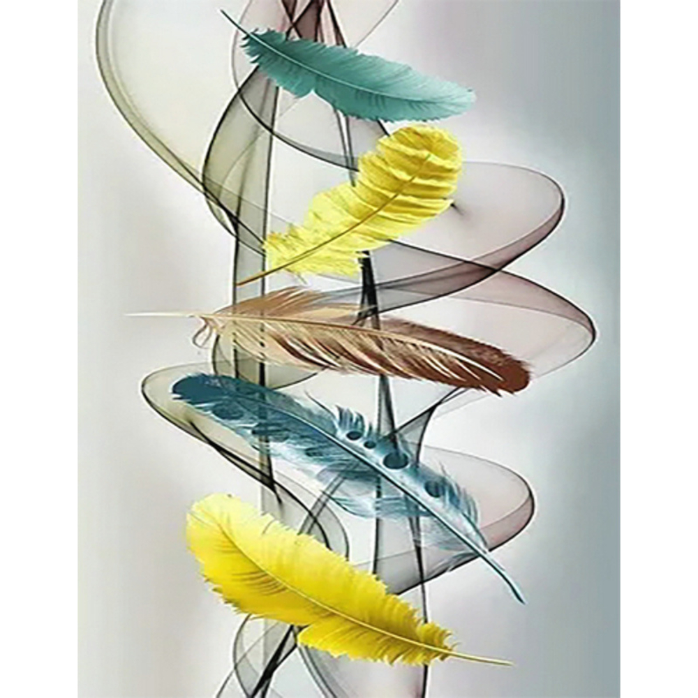 Фото, Відеоогляди алмазна мозаїка strateg преміум абстракція з пір'я без підрамника розміром 40х50 см  (jsfh85902)