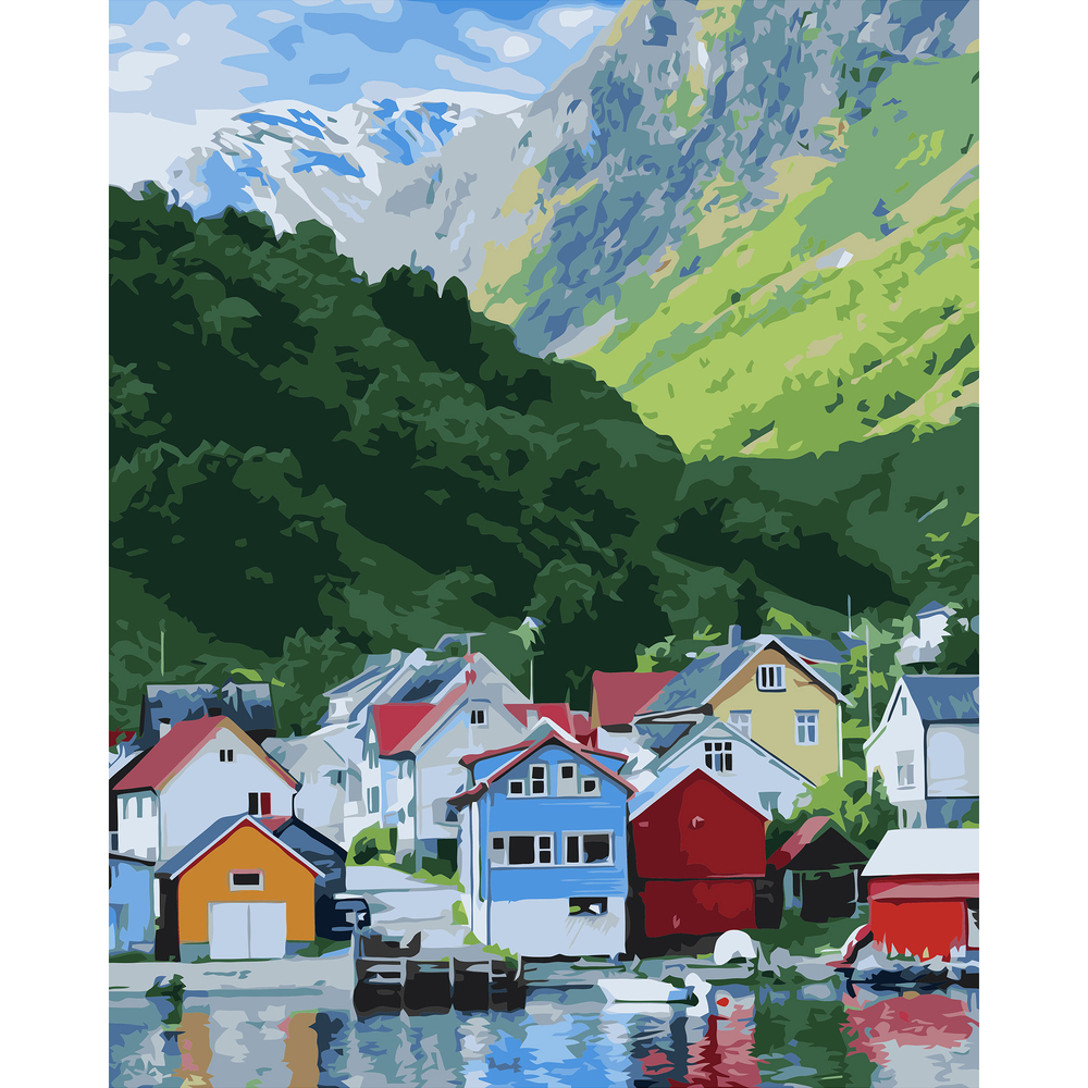 Фото, Видеообзоры картина за номерами strateg преміум будинки на воді з лаком розміром 40х50 см va-3167