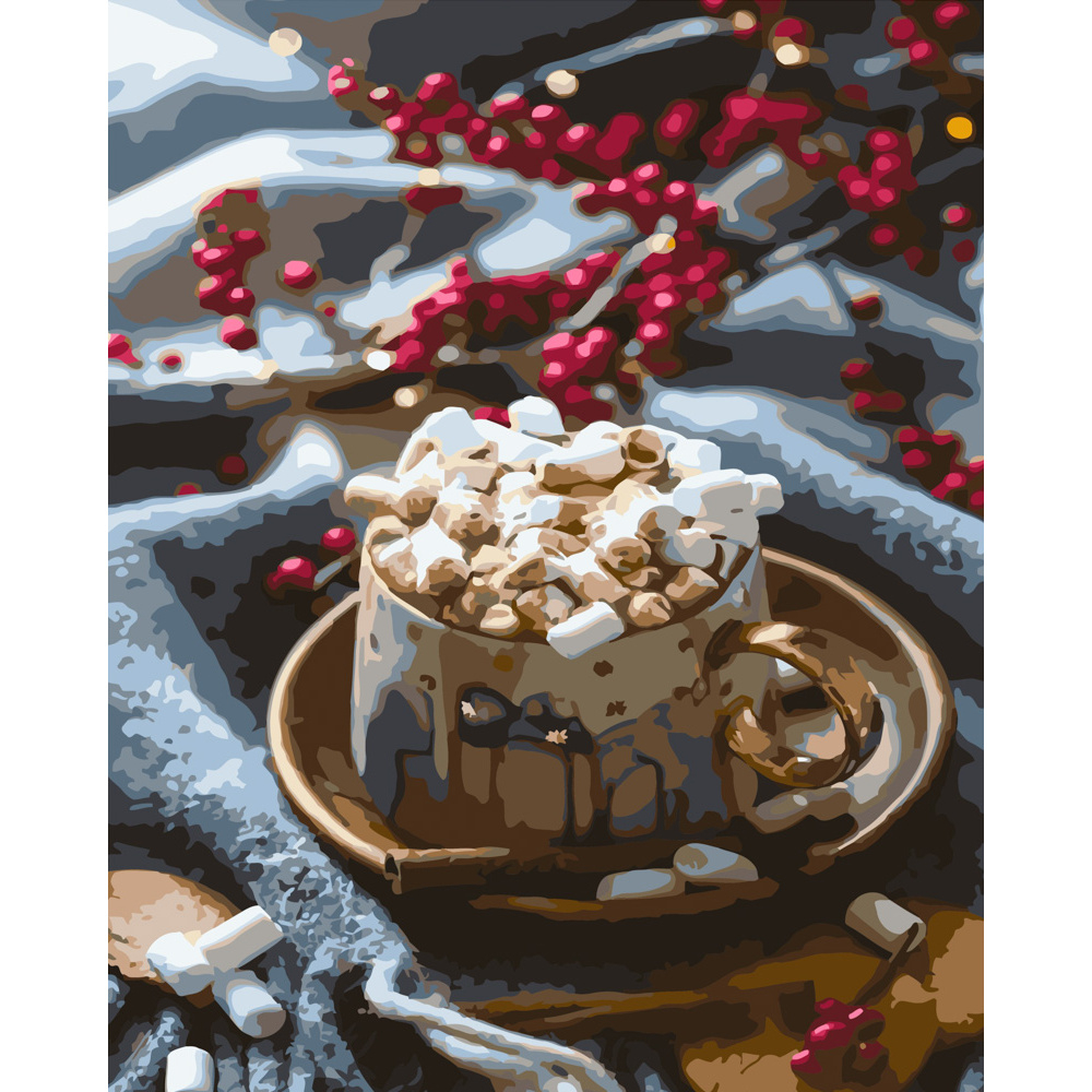 Фото, Відеоогляди картина за номерами strateg преміум какао з маршмелоу розміром 40х50 см (gs489)