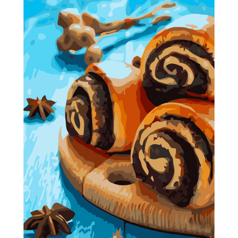 Фото, Відеоогляди картина за номерами strateg преміум макові булочки розміром 40х50 см (gs662)