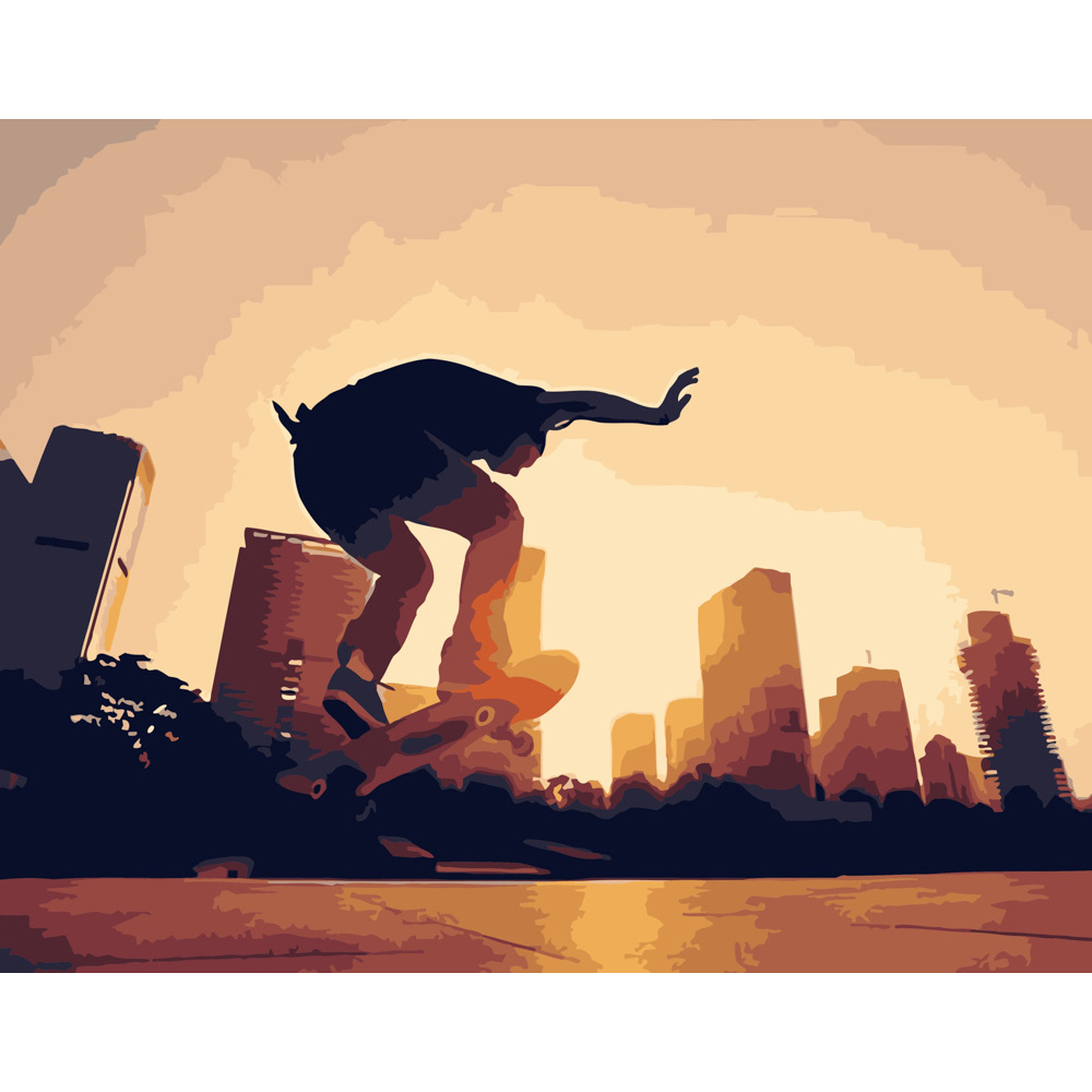 Фото, Видеообзоры картина за номерами strateg преміум паркур на фону міста розміром 40х50 см (dy112)
