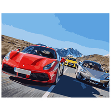 Картина за номерами Strateg ПРЕМІУМ Перегони на машинах з лаком розміром 40х50 см VA-1122
