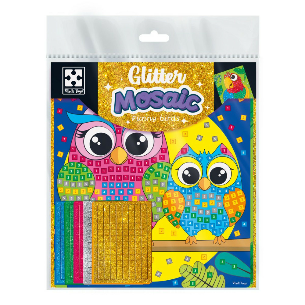 Фото, Відеоогляди набір для творчості vladi toys зі блискучою мозаїкою «сова та папуга» vt4511-14