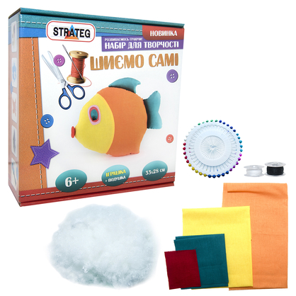 Фото, Видеообзоры набір для творчості strateg шиємо самі рибка українською мовою (іп-06)