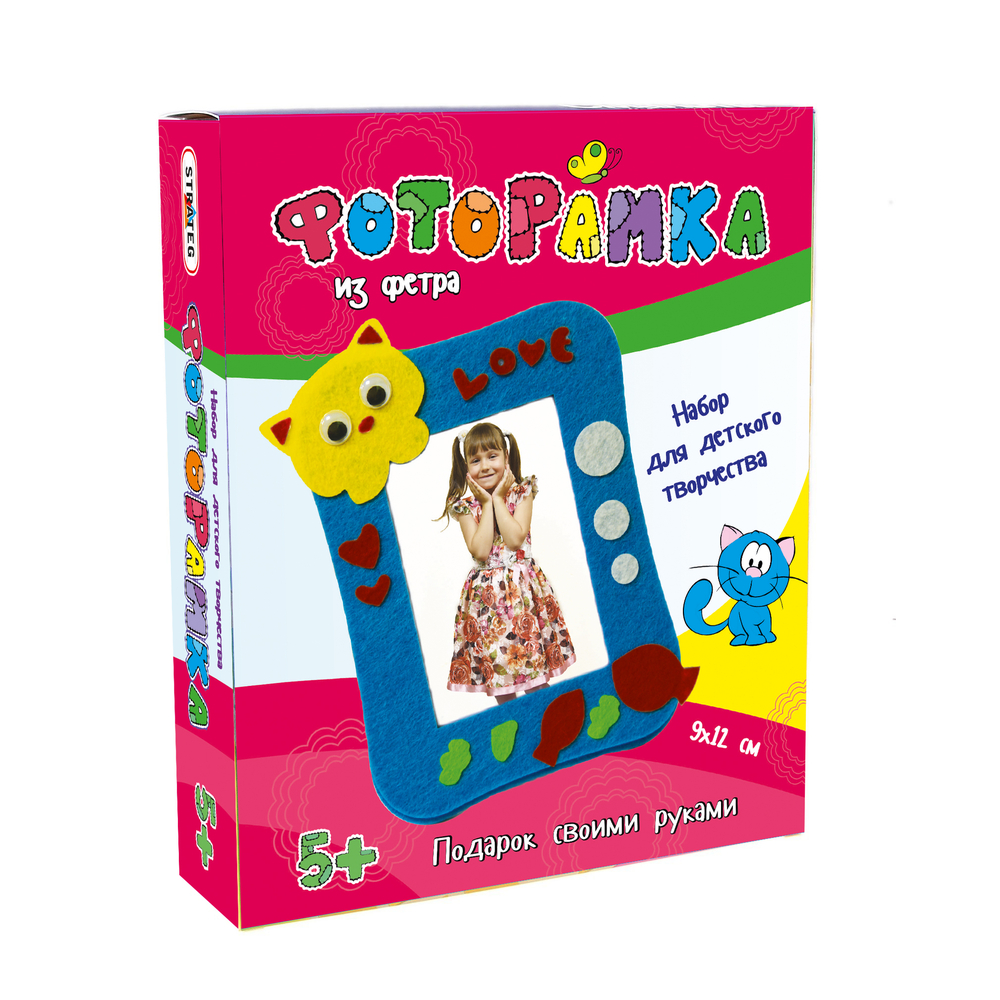Фото, Відеоогляди набір для творчості strateg фоторамка з фетру котик російською мовою (306-4)