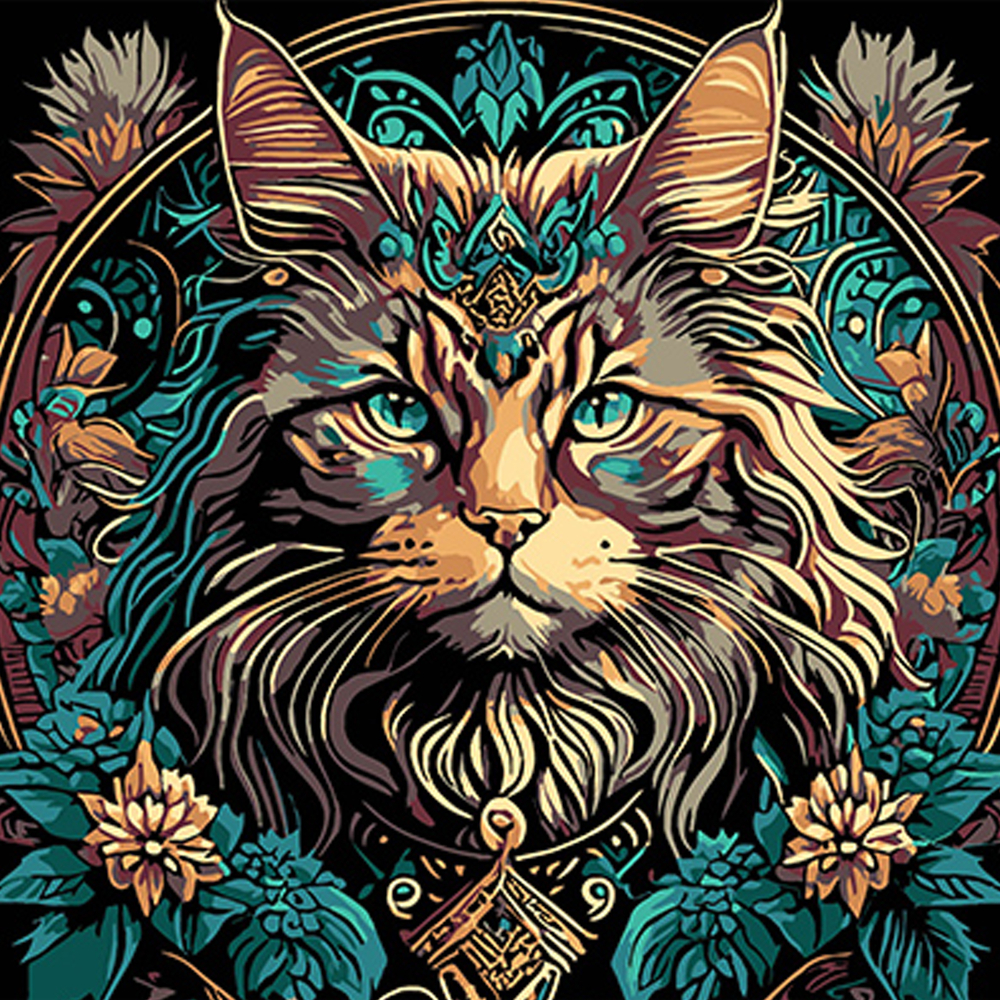 Фото, Видеообзоры картина за номерами strateg преміум магія кота та квітів на чорному фоні розміром 30х30 см (sh3030-7)