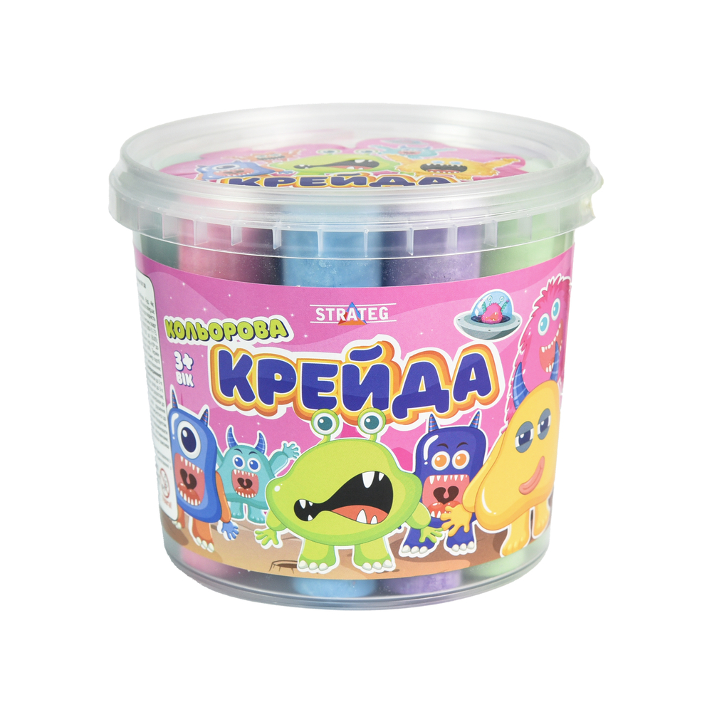 Фото, Видеообзоры крейда велика кругла - 16 штук strateg різнокольорова (50138)