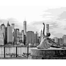 Картина за номерами Strateg ПРЕМІУМ Балерина в Нью Йоркі з лаком та з рівнем розміром 40х50 см (DY430)