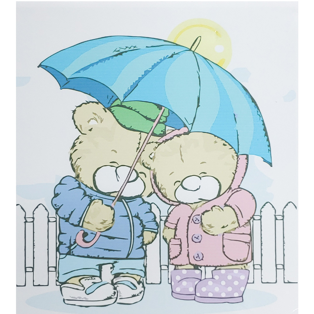 Фото, Відеоогляди картина за номерами strateg преміум сім'я ведмедиків під дощем з лаком розміром 30х40 см (ss6668)