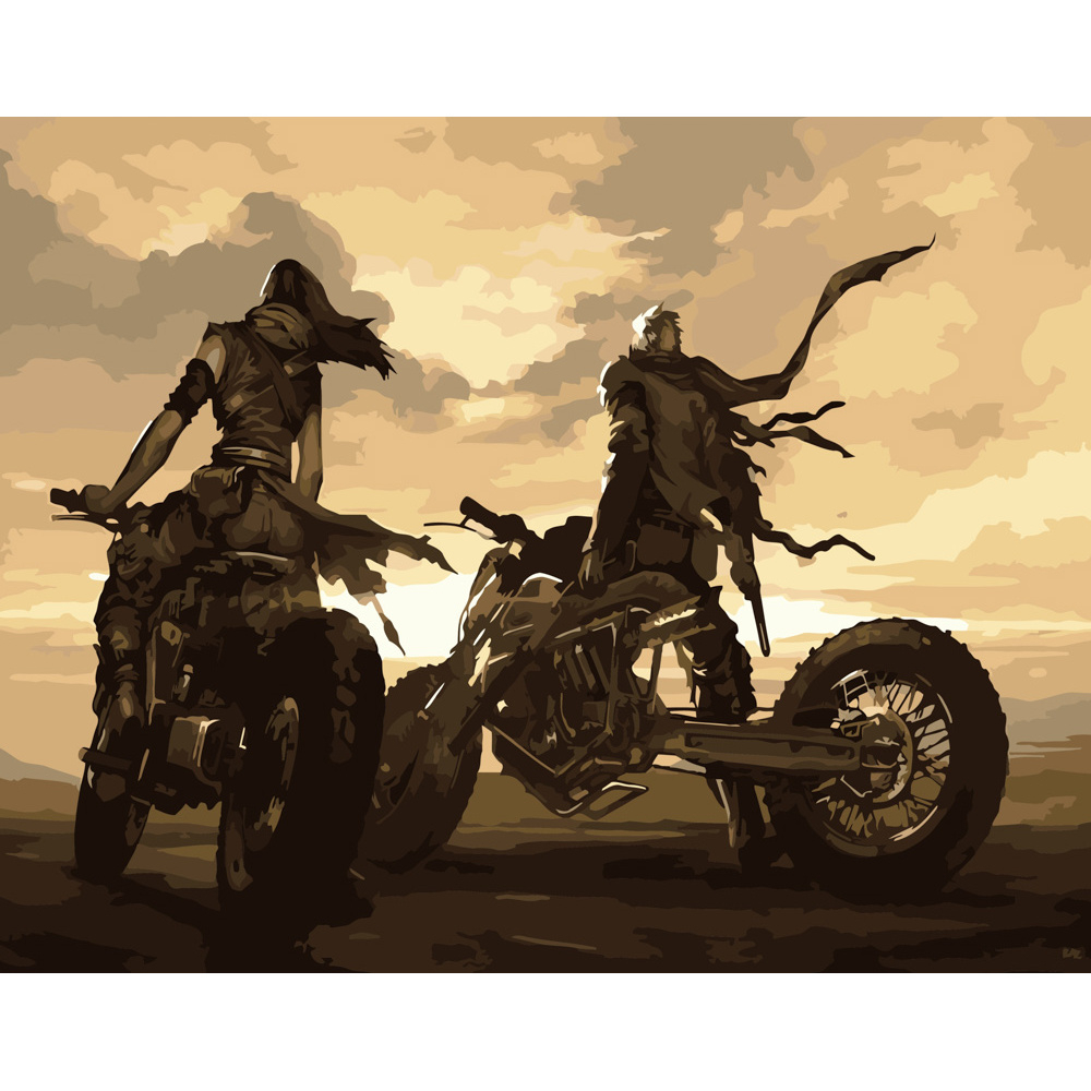 Фото, Видеообзоры картина за номерами strateg преміум пара байкерів розміром 40х50 см (dy208)