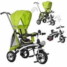 Велосипед M 3212A-3 (1шт)три кол.резина,трансформер(беговел),поворот,быстросъем.колеса,зеленый