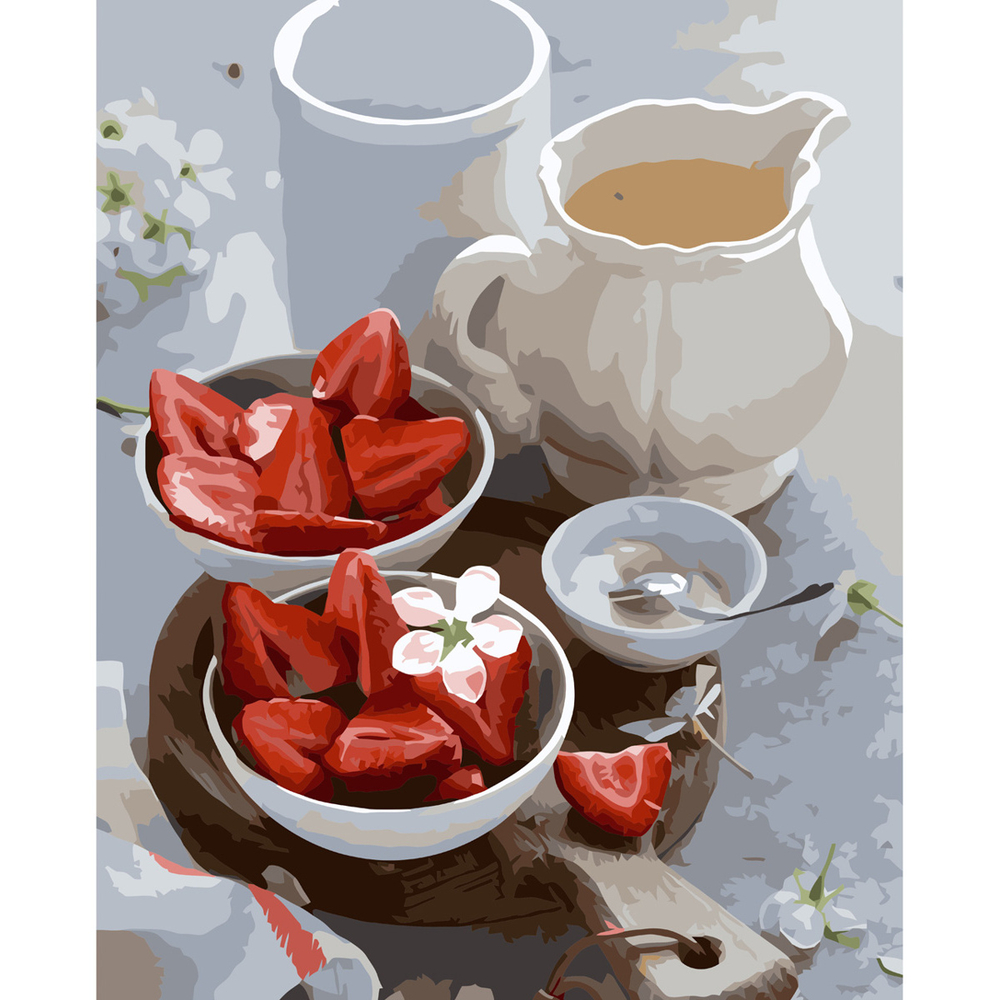 Фото, Відеоогляди картина за номерами strateg преміум полунична ніжність з лаком розміром 40х50 см va-3600