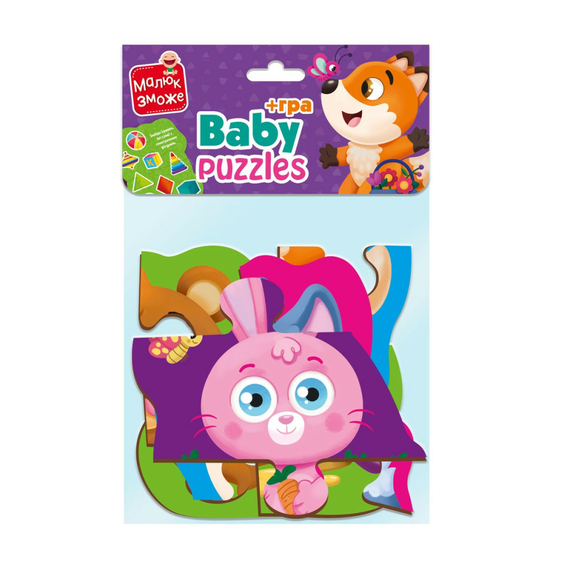 Пазли максі Vladi Toys картонні з грою Малюк Зможе «Лісові звірі» VT1722-22