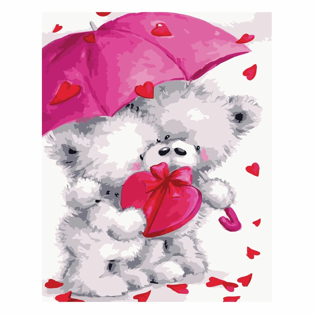 Фото, Відеоогляди картина за номерами strateg преміум закохані ведмедики з лаком розміром 30х40 см sv-0019