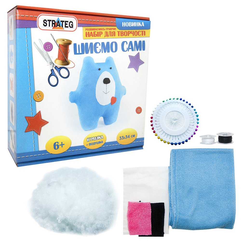 Фото, Відеоогляди набір для творчості strateg шиємо самі ведмежа українською мовою (іп-02)