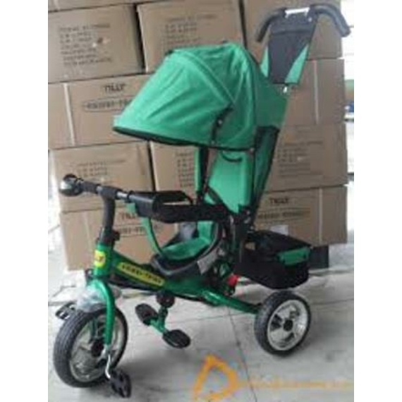 Велосипед трьохколісний BT-CT-0003 зелений ручка,крыша,перед.кол.11