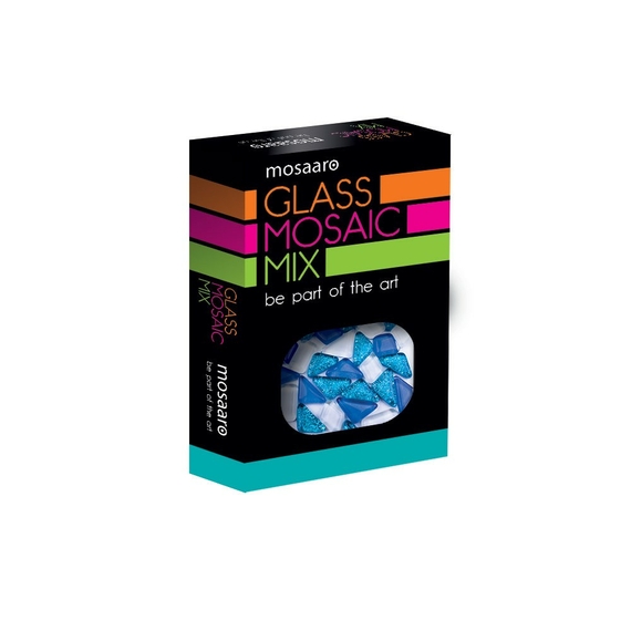 Скляна мозаїка «Mosaaro. Mosaic mix: blue, white, glitter blue» MA5001