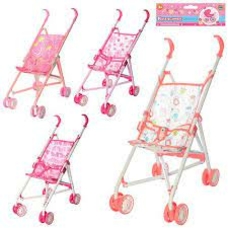 Коляска M 0349 U/R (24шт) жел, трость, двойные колеса, поворот, 3 цвета, в кульке, 51-48-25см