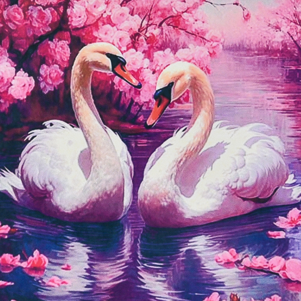 Фото, Відеоогляди алмазна мозаїка strateg преміум казкові лебеді розміром 30х30 см (hee16342)
