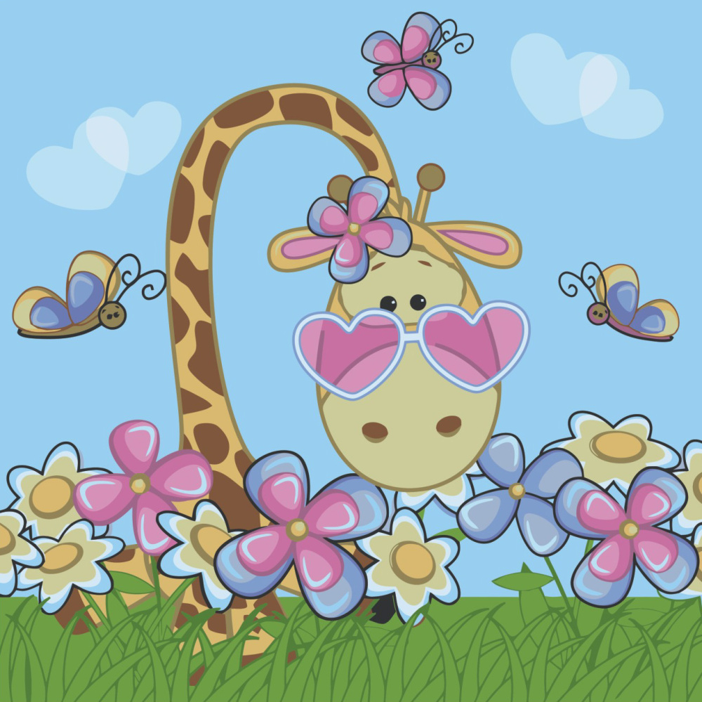 Фото, Відеоогляди картина за номерами strateg преміум жирафик у квітах з лаком розміром 30х30 см es048