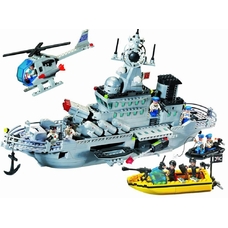 Конструктор BRICK 821 (12шт) военный корабль, 843 дет, в кор-ке, 54-37-7см