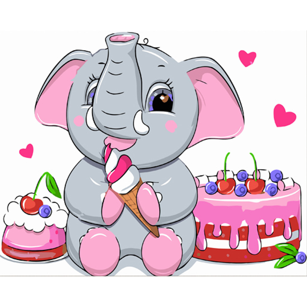 Фото, Відеоогляди картина за номерами strateg преміум слоненя та солодощі з лаком розміром 30х40 см (ss6726)