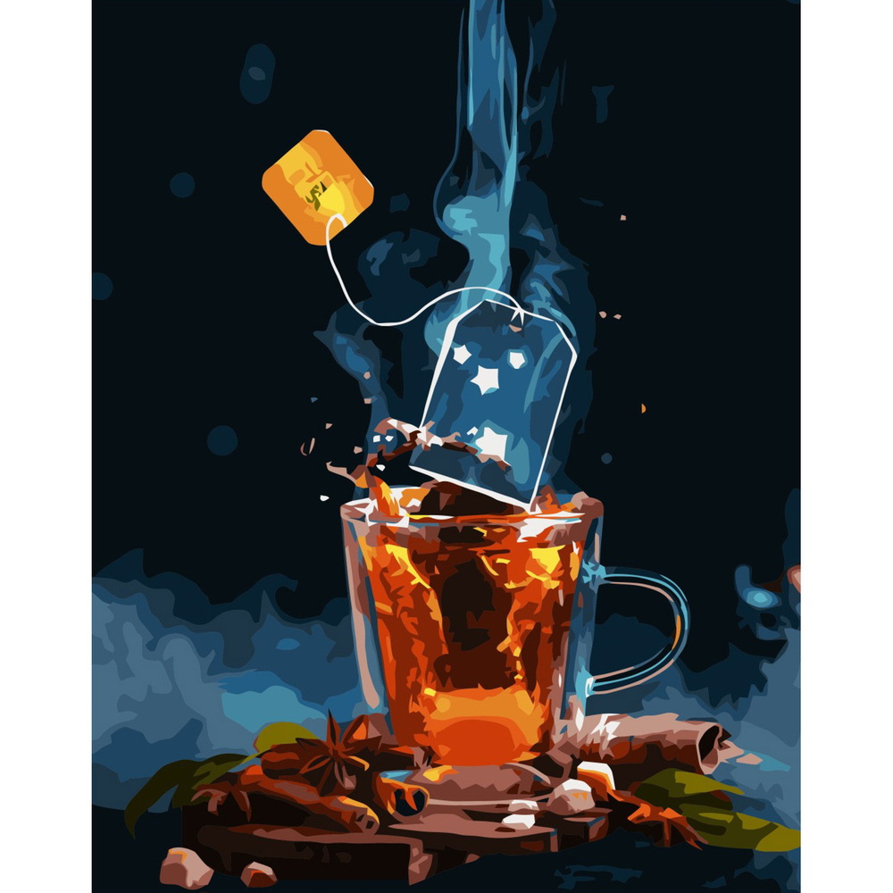 Фото, Видеообзоры картина за номерами strateg преміум чашка гарячого чаю з лаком розміром 40х50 см va-3299