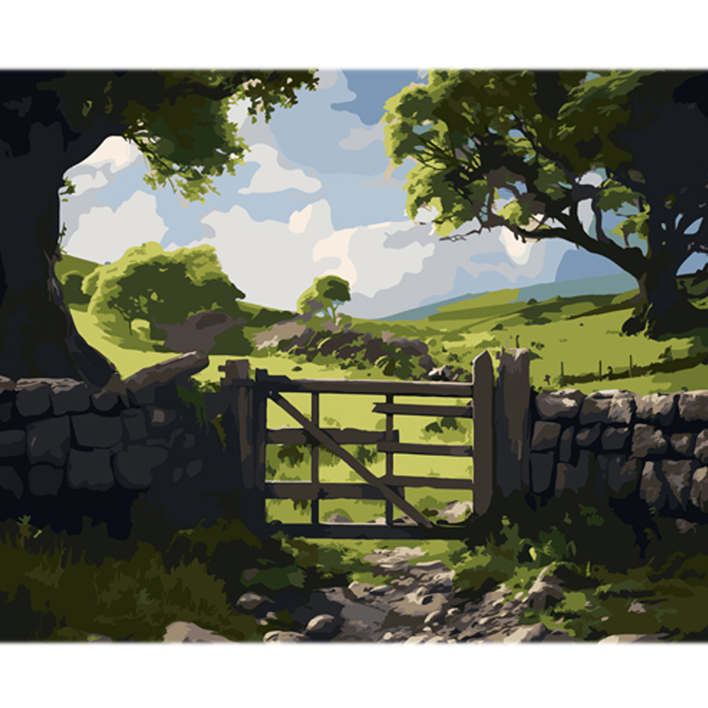 Фото, Видеообзоры картина за номерами strateg природа за межами забору на кольоровому фоні розміром 40х50 см (mz063)