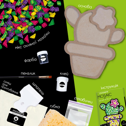 Фото, Видеообзоры набір для творчості mosaaro кришталеве скло мозаїка "кактус" ma2006