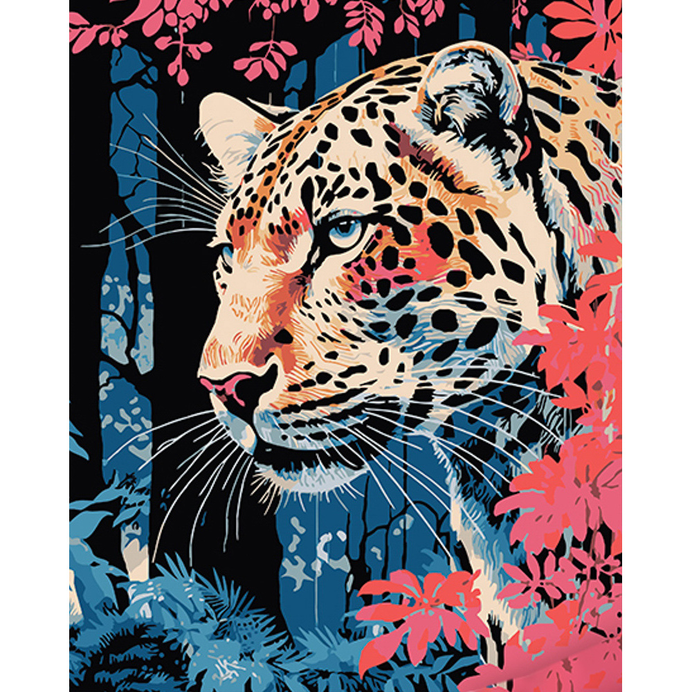 Фото, Видеообзоры картина за номерами strateg преміум небезпечний хижак на чорному фоні розміром 40х50 см (ah1064)