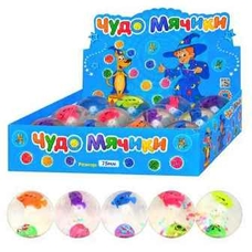 Пригуни MS 0011 (144шт) водяные светящиеся, 7,5см, с рыбкой на шарике, 12 шт в дисплее,31-23-8см